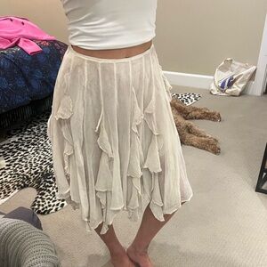 Free People Cream High Low Skirt